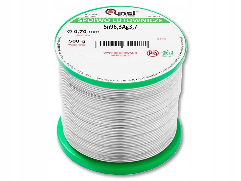 

Cyna Ze Srebrem 0,7mm Pb Free Cynel SN96A 3,7% Ag