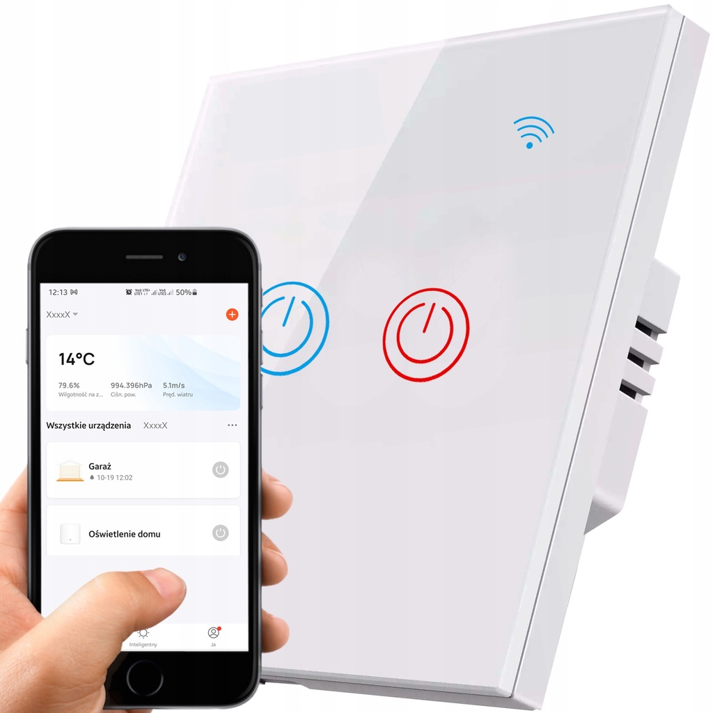 

Dotykowy Włącznik Światła Podwójny Szklany WiFi