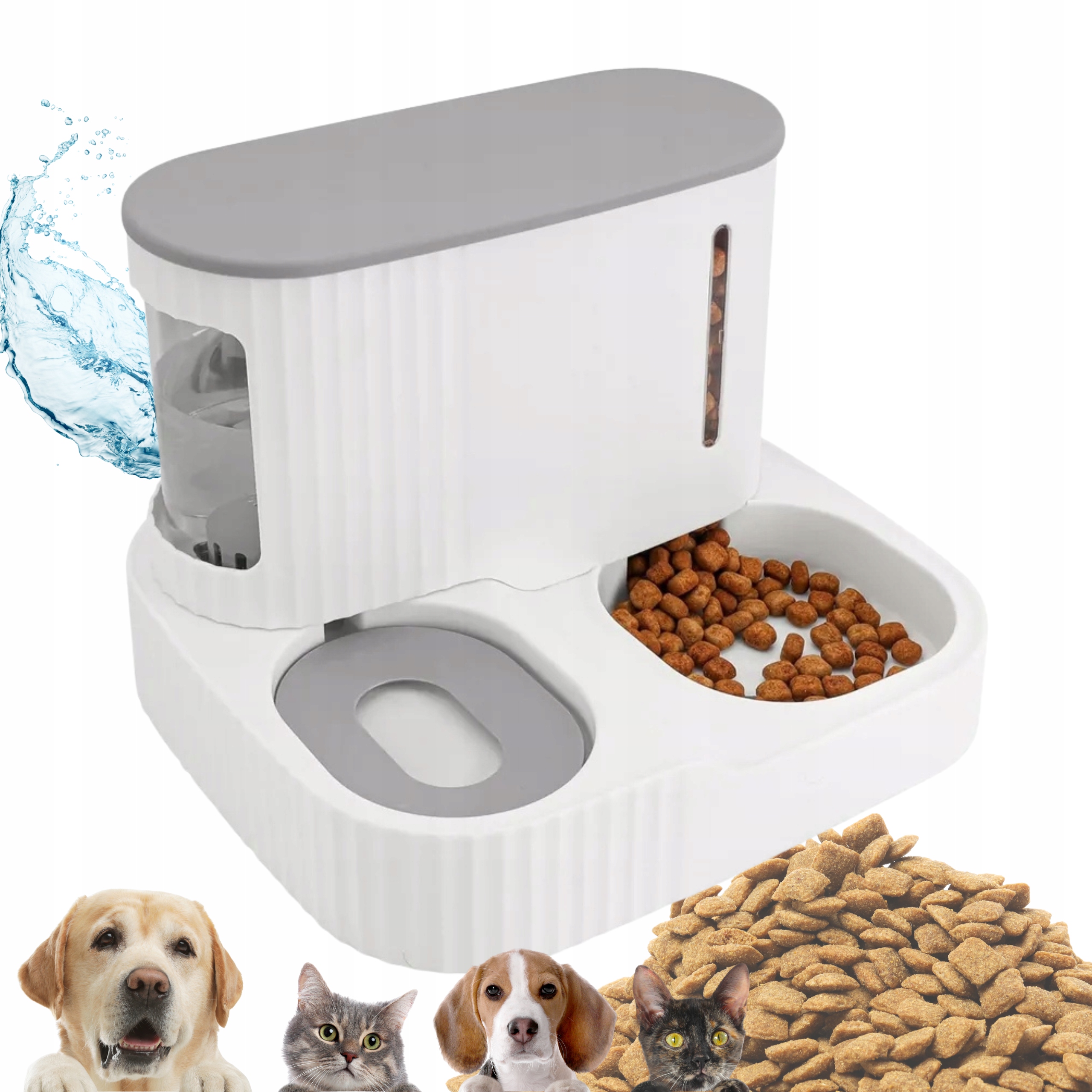 Podavač dávkovač krmiva a vody pro psa/kočku 3,85L napáječka 2v1