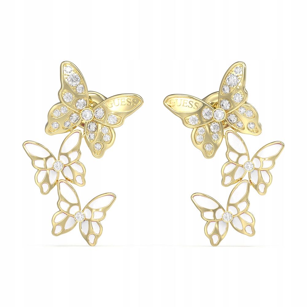 Dámské Náušnice Guess , zlato, zirkon , motýl