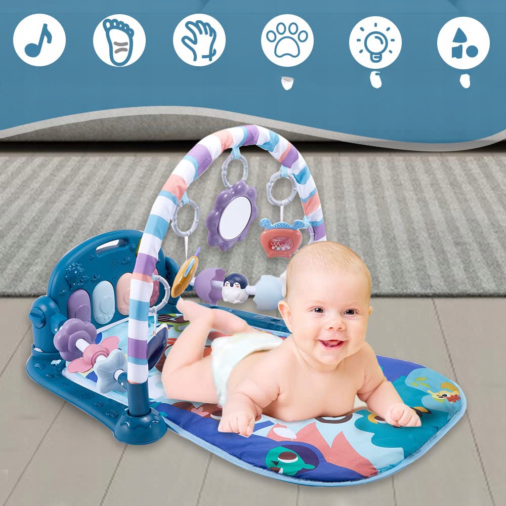 DUŻA MATA EDUKACYJNA MIĘKKA INTERAKTYWNA NIEBIESKI 76x60x28cm Stan opakowania oryginalne