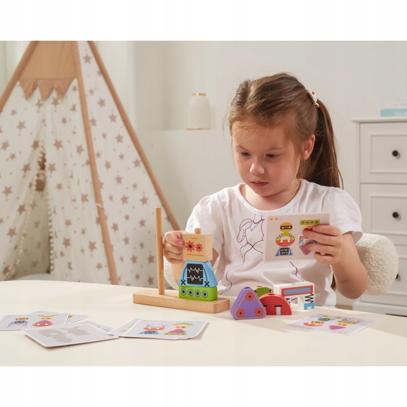 UKŁADANKA PIRAMIDKA ROBOTY Materiał inny