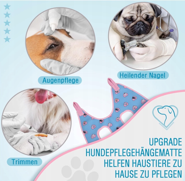 Houpací síť pro péči o zvířata L černá s růžovými tlapkami. plus akcesoria