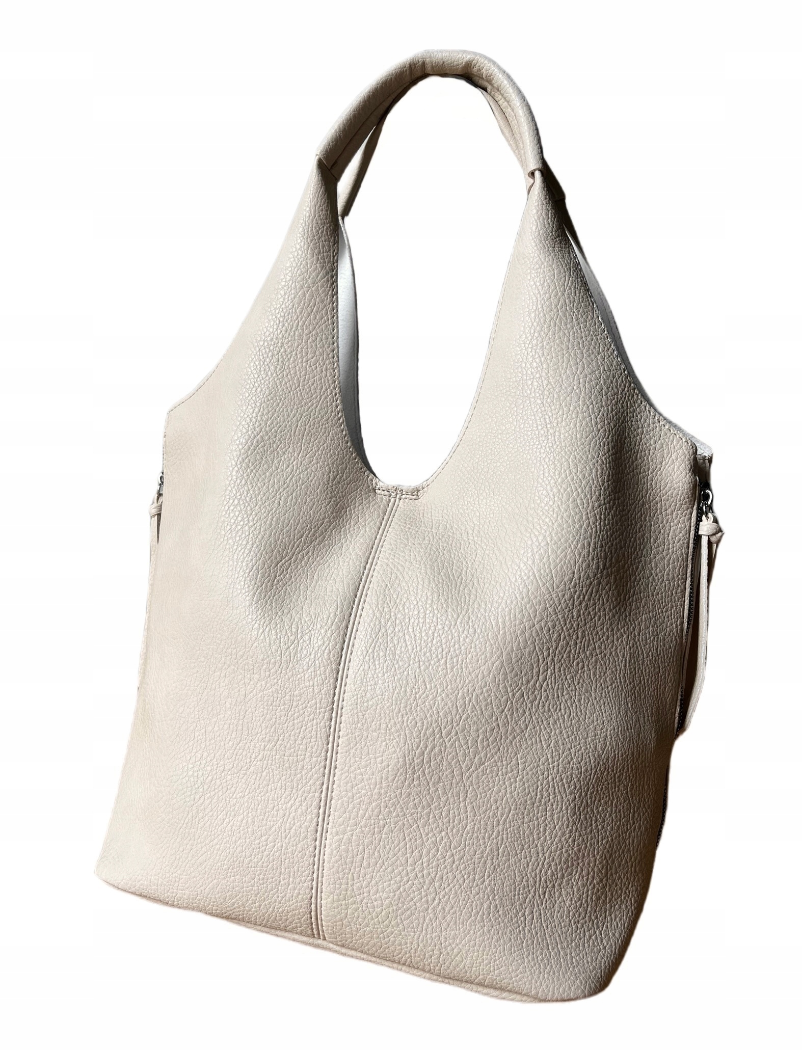 beżowa torebka damska Shopper A4 torba worek klasyczna torebka MaxFly