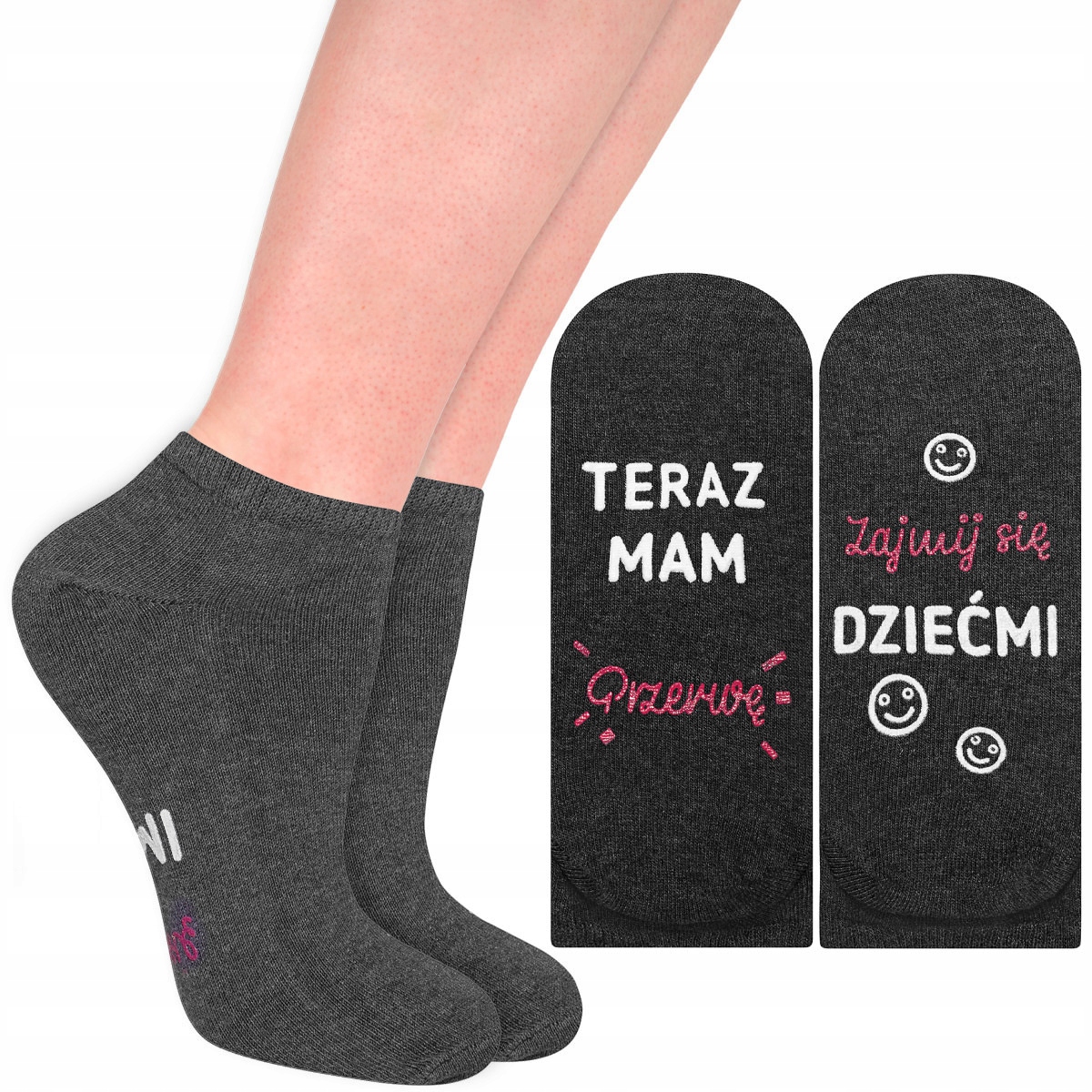 

Kolorowe Skarpetki Stopki Damskie Soxo Z Napisami
