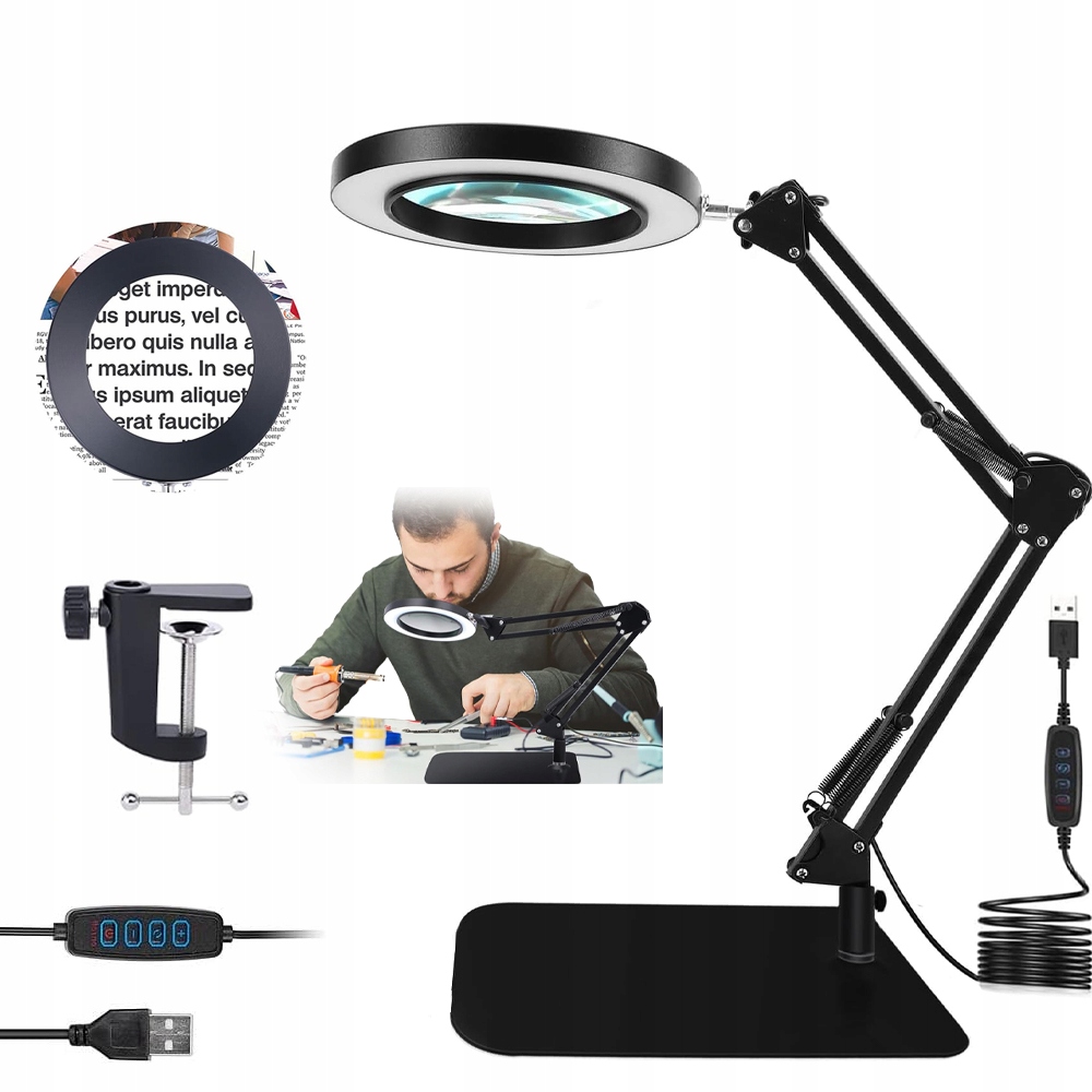 Led Lampa Na Pracovní Desku Dermatologická S Lupou Pro Regulaci Světla