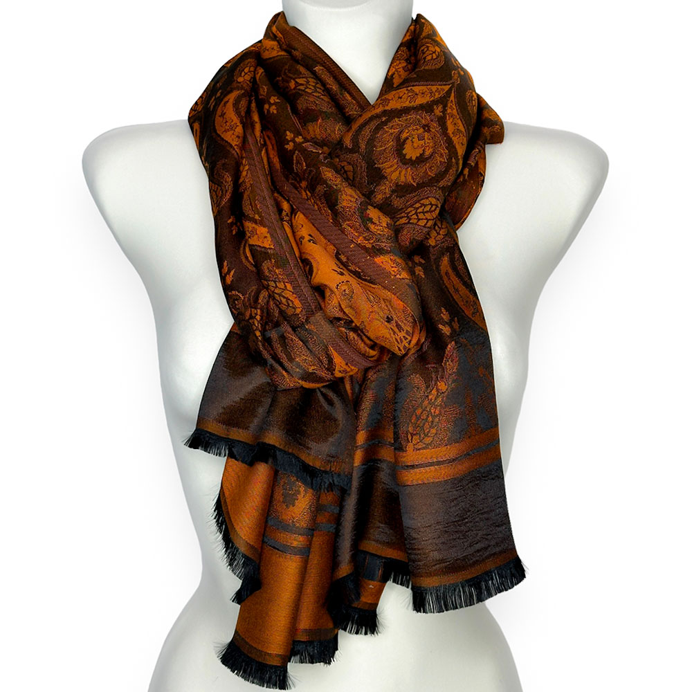 Dámská šála k kabátu Silk Art černá Elegantní turecký Orient