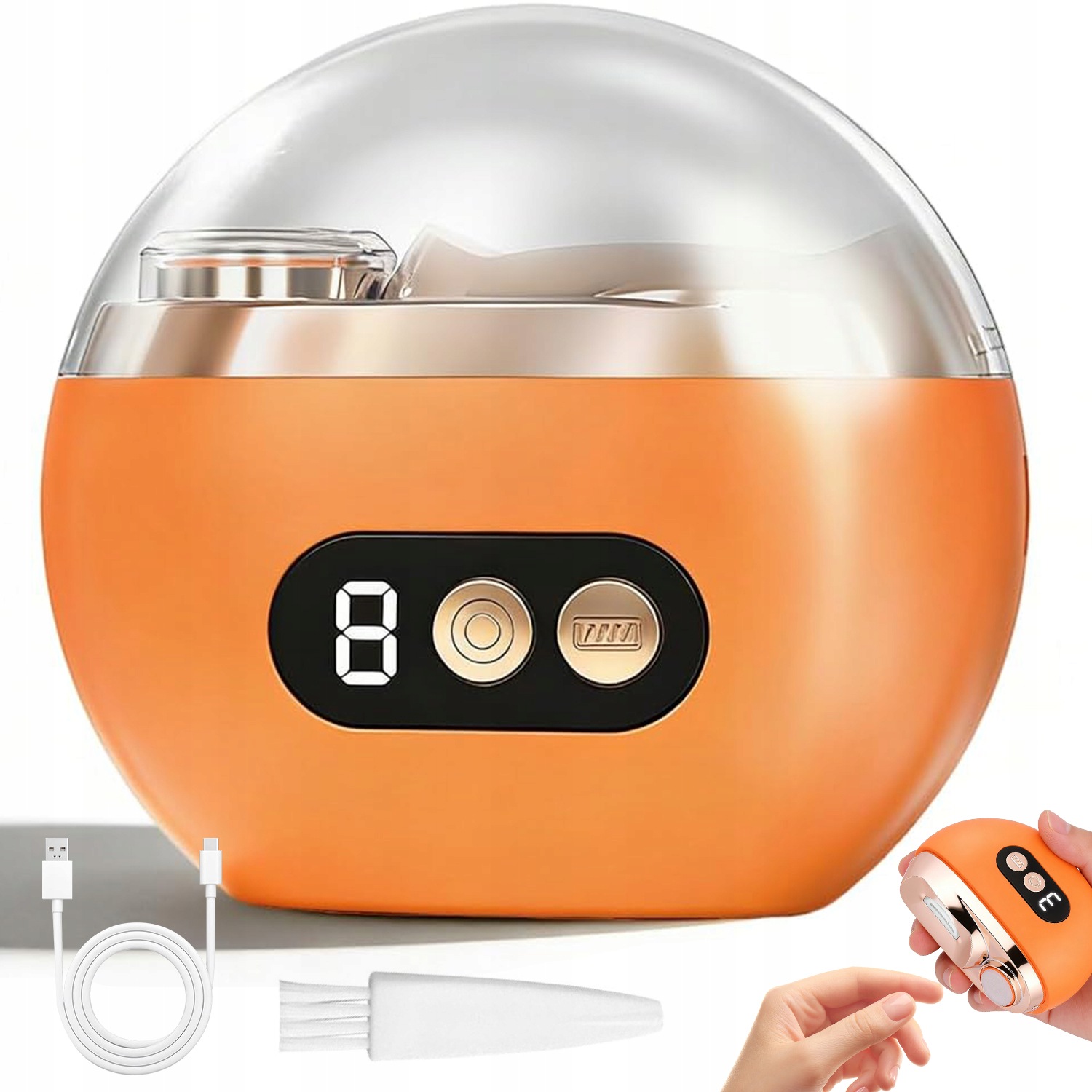 Bruska Na Nehty Elektrická 3 Rychlosti S Led Oranžovou Barvou