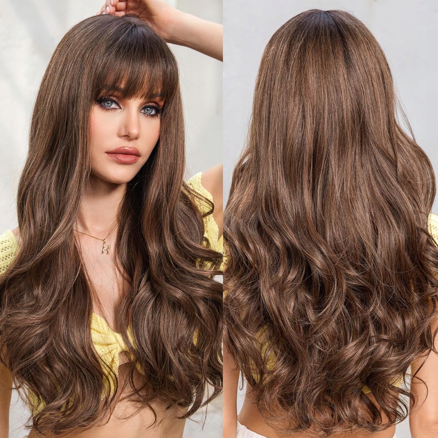 Syntetická paruka s ofinou, vlny, velmi dlouhá 66 cm