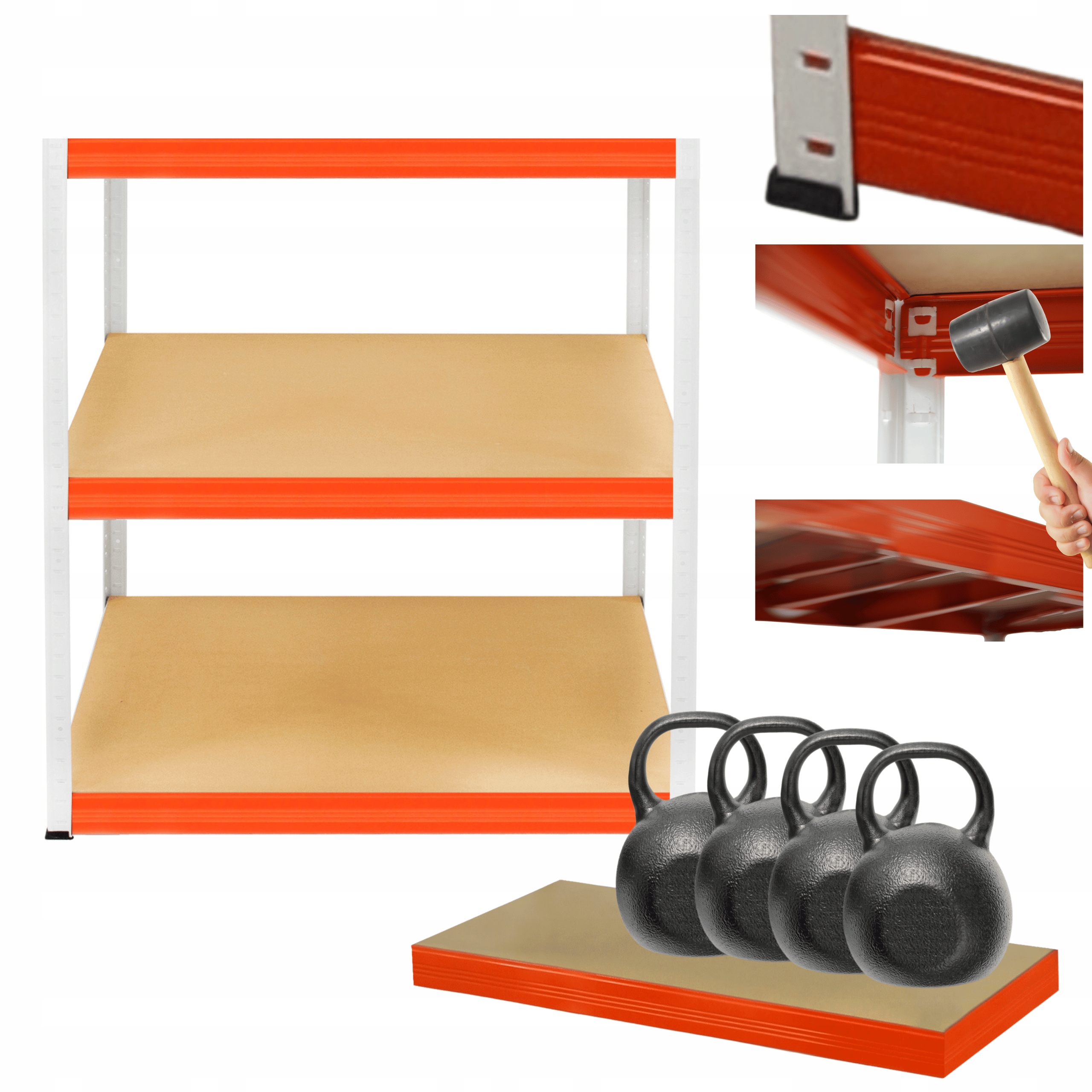 Skladovací regál garážový kovový stojan Helios 106x90x60 cm 3Px400 kg Pl