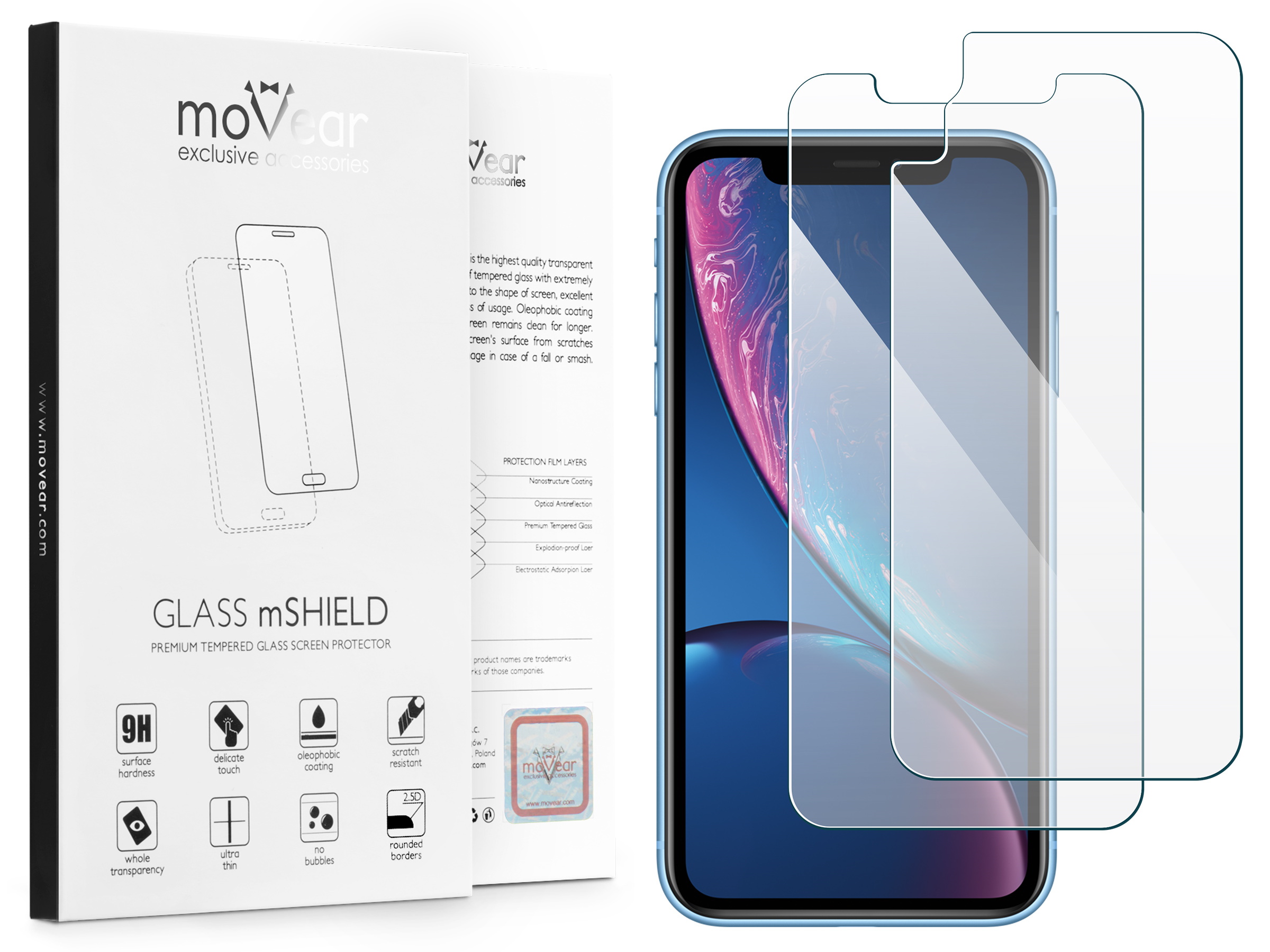 

Szkło Hartowane przód i tył iPhone Xr Movear 2.5D
