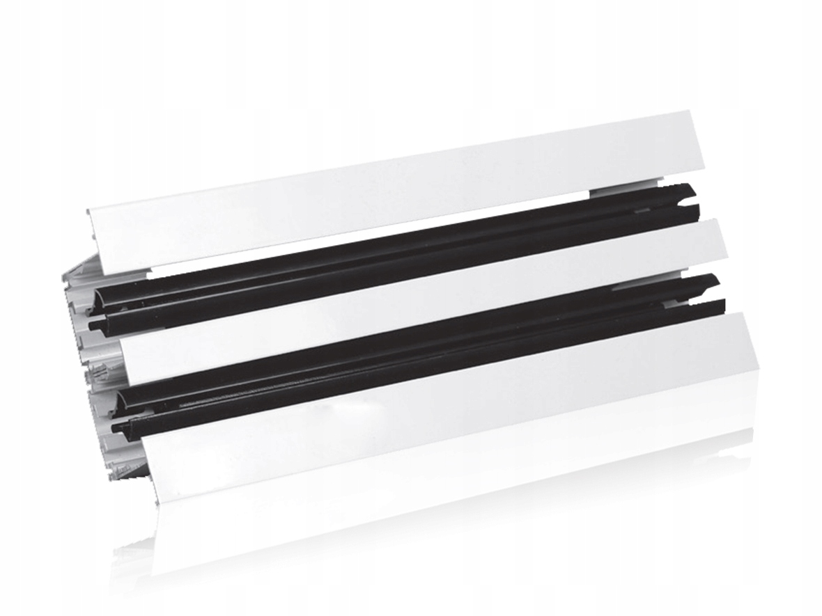 2 štrbinový lineárny ventilátor s nastaviteľnou mriežkou, prívodný anemostat 100 cm