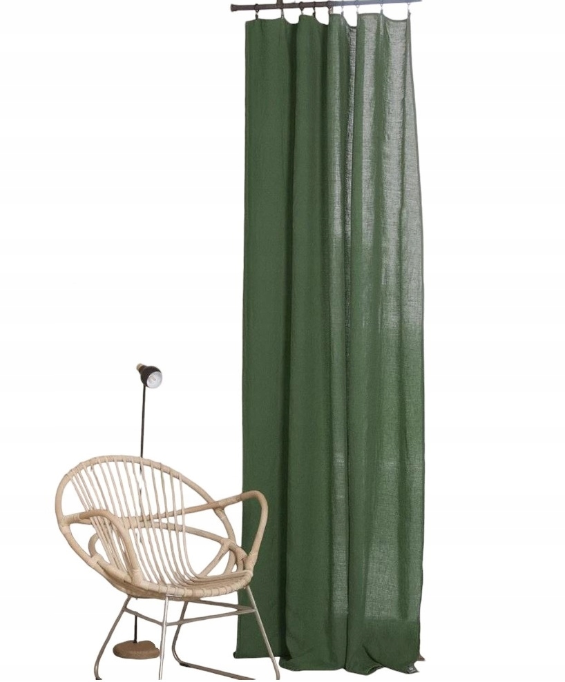 Febronie Záclona z praného ľanu 160 g/m 150x300 cm zelená 1 ks 100 % ľan