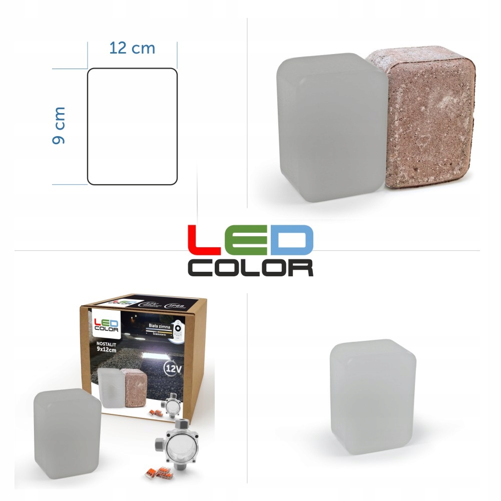 18x Świecąca Kostka Brukowa LED Nostalit 9x12 RGB Grubość kostki/płyty 6 cm