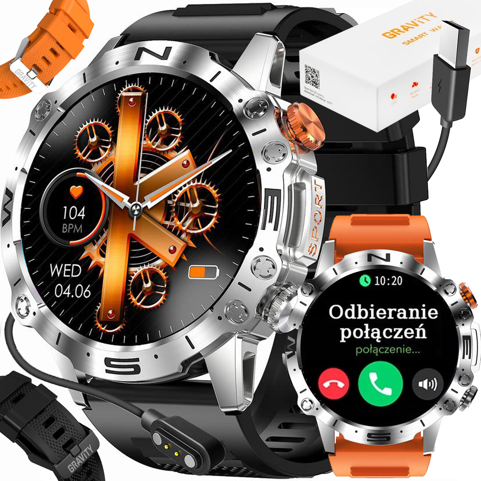 Pánské hodinky Chytré Hodinky Gravity s multifunkčními hovory, baterie 360 mAh