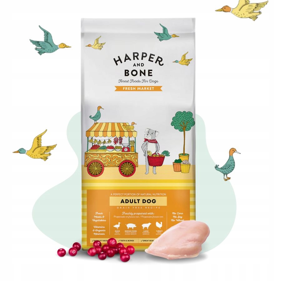 Levně Harper and Bone krmivo pro psa Krůta s vepřovým jehněčím masem, zelenina, ovoce 12 kg