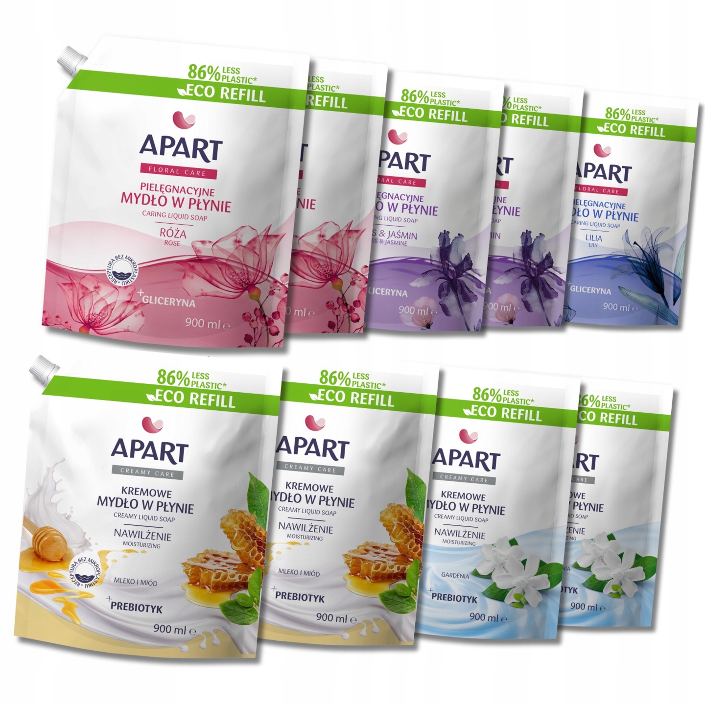 Apart Hydratační tekuté mýdlo 96% přírodního původu 900 ml x 9