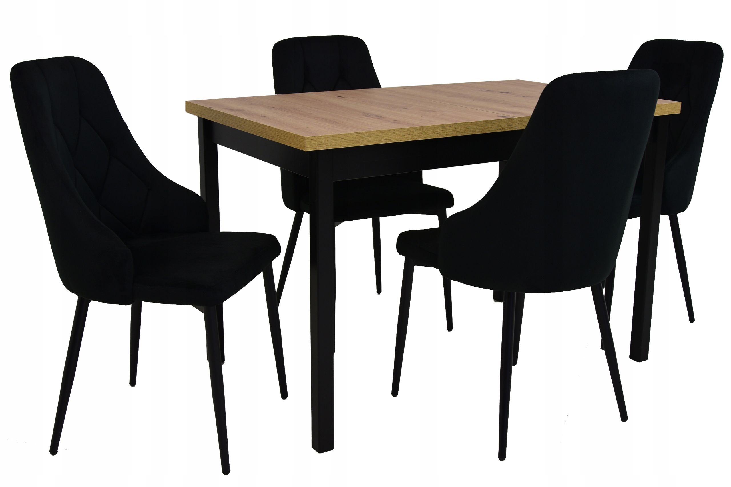 4 krzesła fotelowe czarne IK-09 i stół M-10 70x120/160 artisan