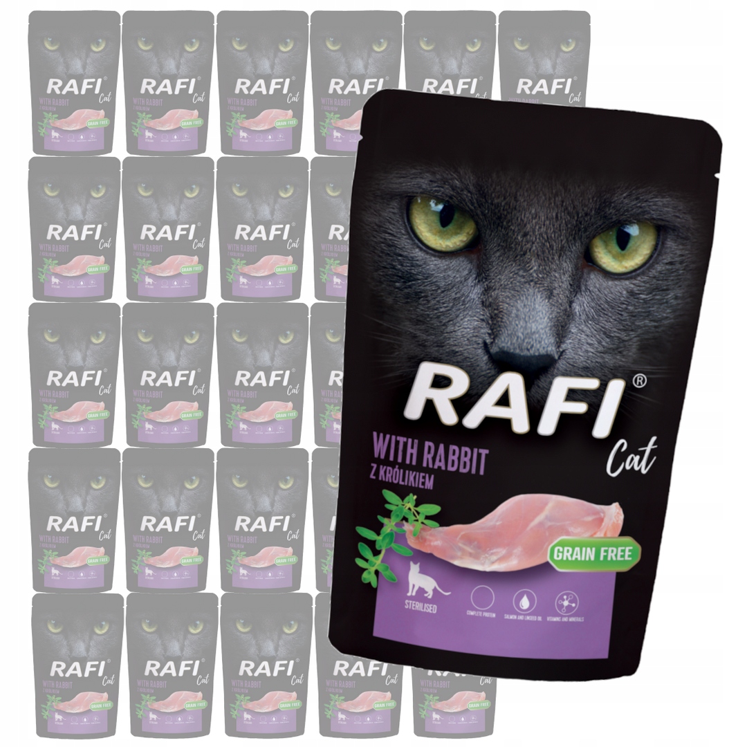 Rafi Cat Adult s králíkem 30x100g Vlhké Krmivo pro sterilizované kočky