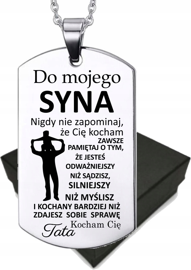 

Naszyjnik Zawieszka stal z grawerem dla Syna
