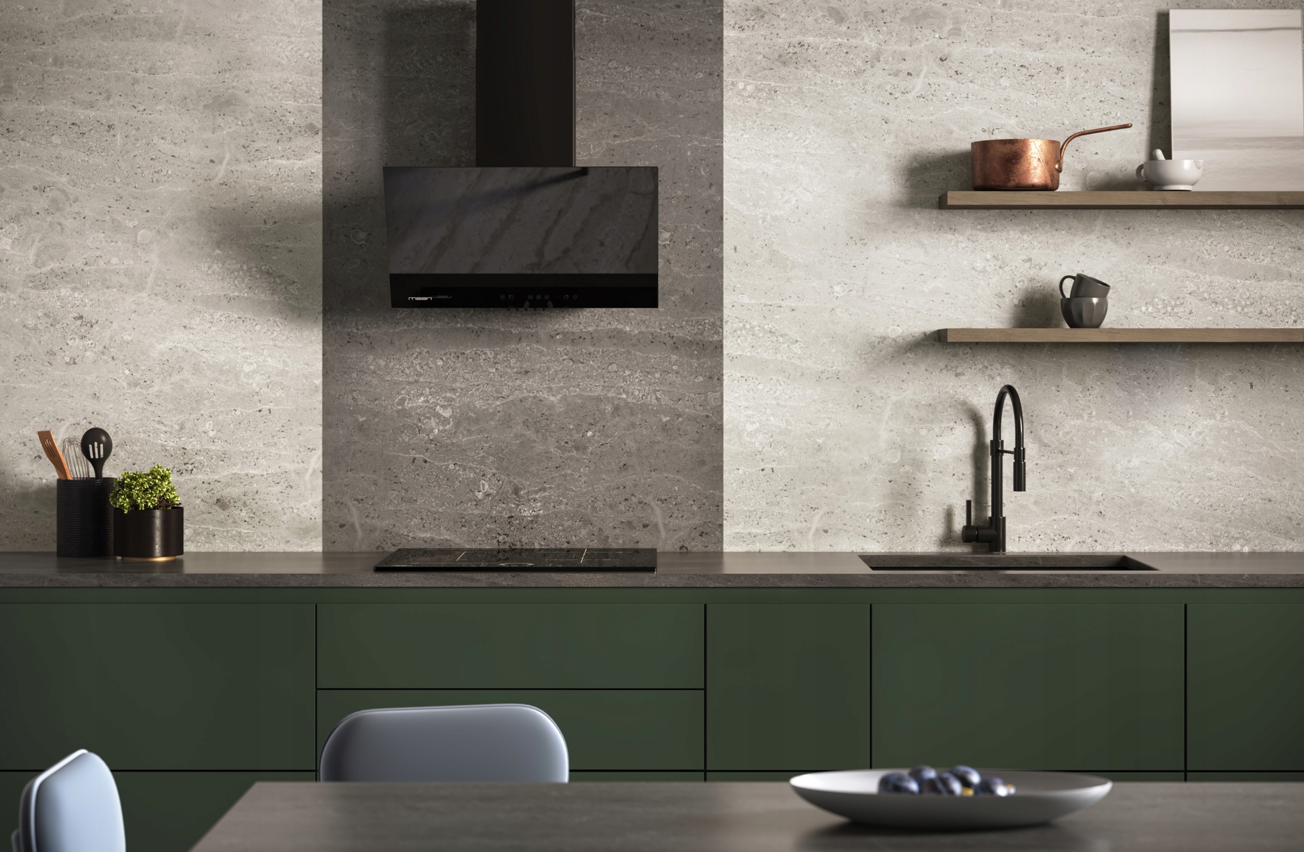 OKAP KUCHENNY 60CM czarny z WYCIĄGIEM kominowy przyścienny VERTICAL GLASS Model Vertical Glass 60