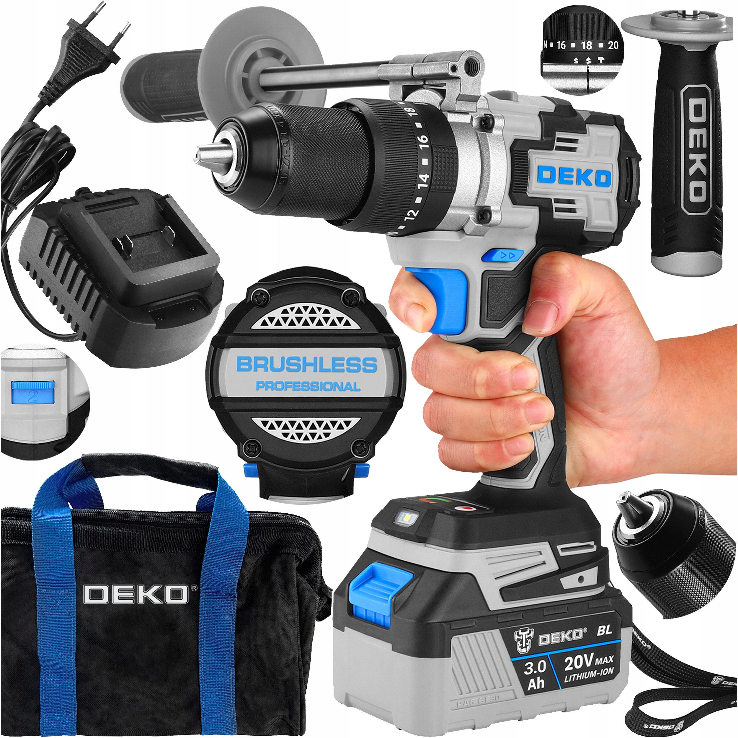 WIERTARKO WKRĘTARKA Z UDAREM AKUMULATOROWA UDAROWA AKU 120 NM + TORBA DEKO