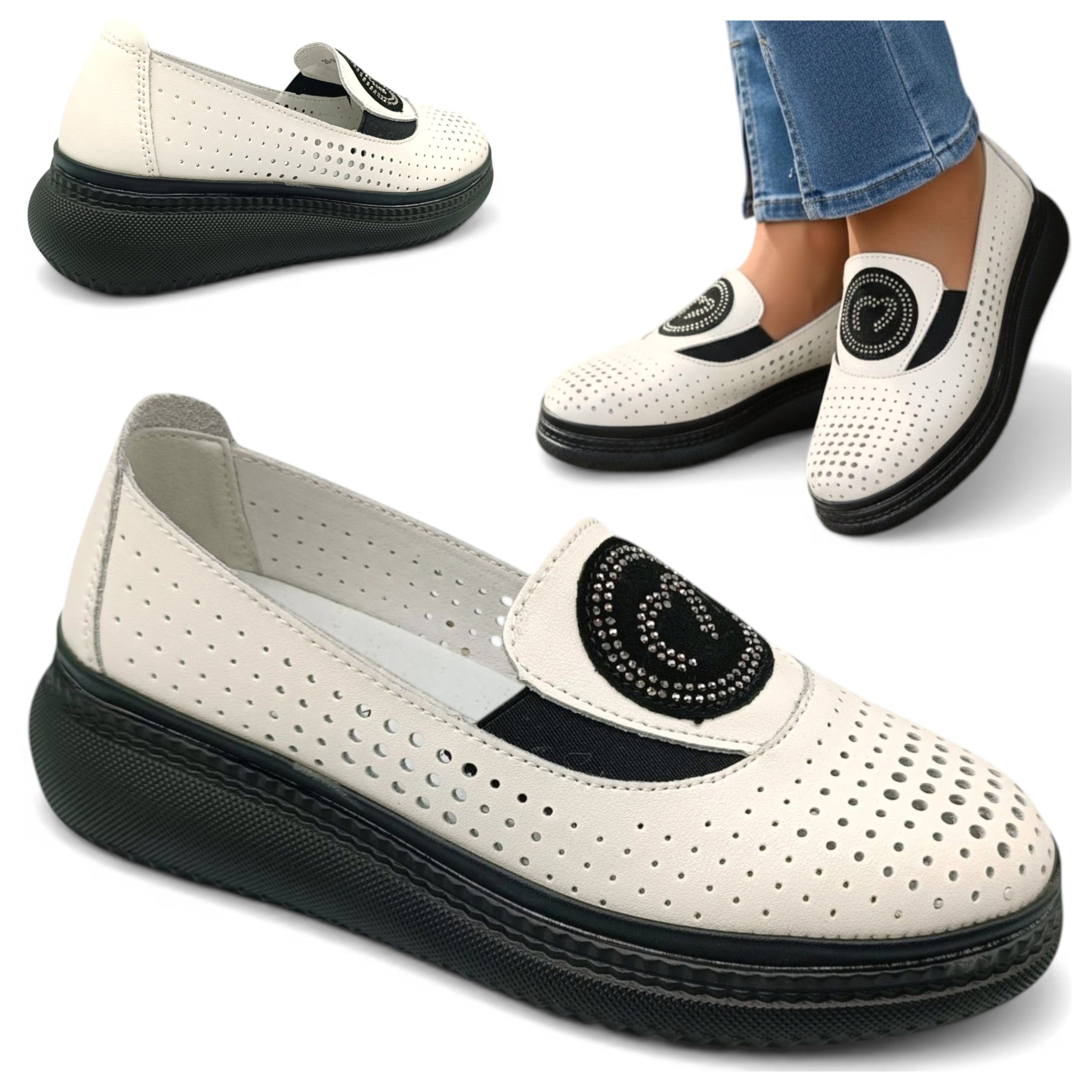 Dámské kožené polobotky 40 Vinceza Nazouvací Lordsy Jarní prodyšné