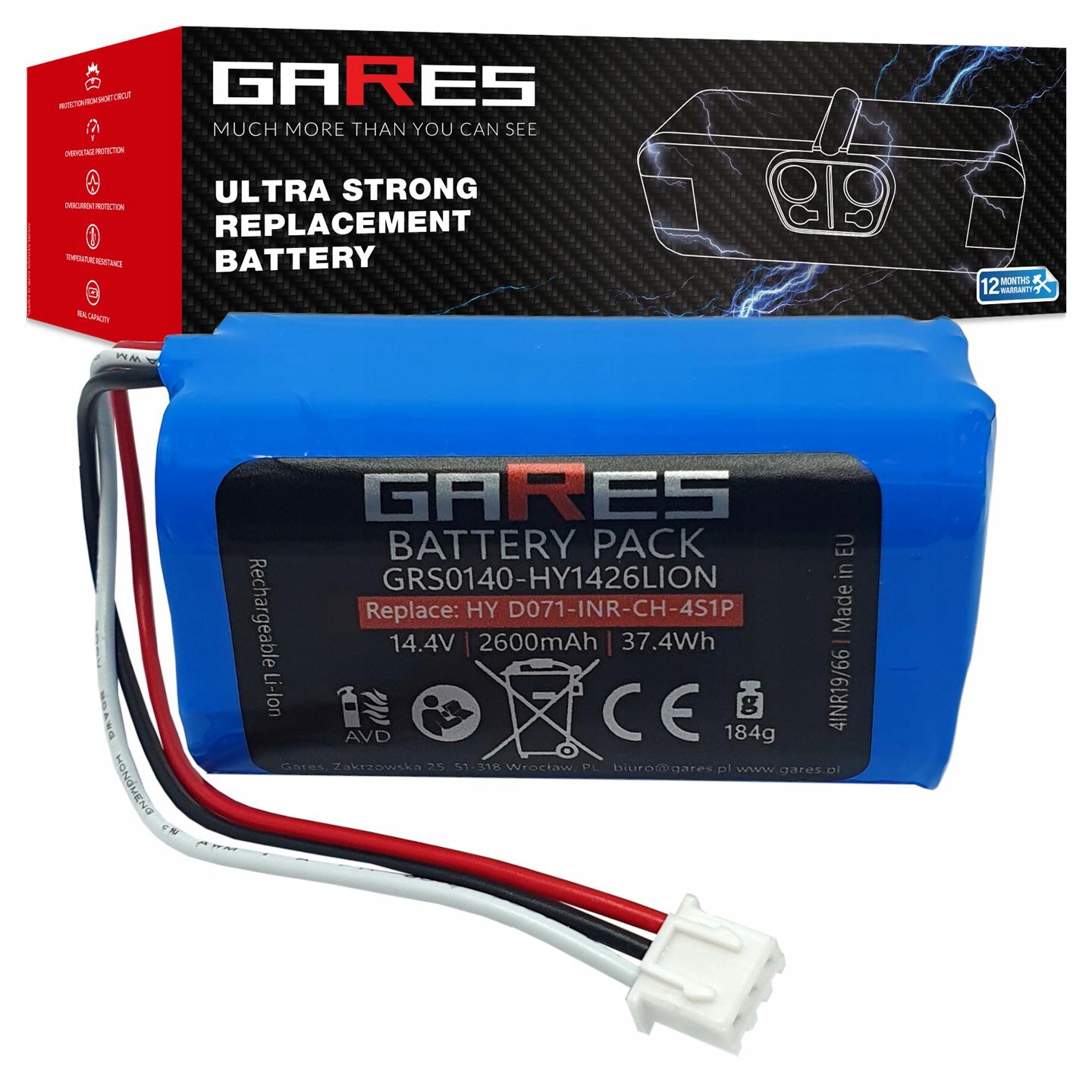 Akumulátor Gares pro Hykker D071-INR-CH-4S1P 0110 14,4V 2,6Ah