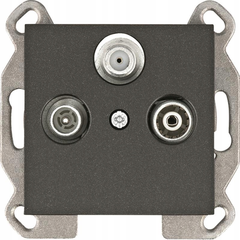 Hager Lumina černá průchozí zásuvka Rtv-sat