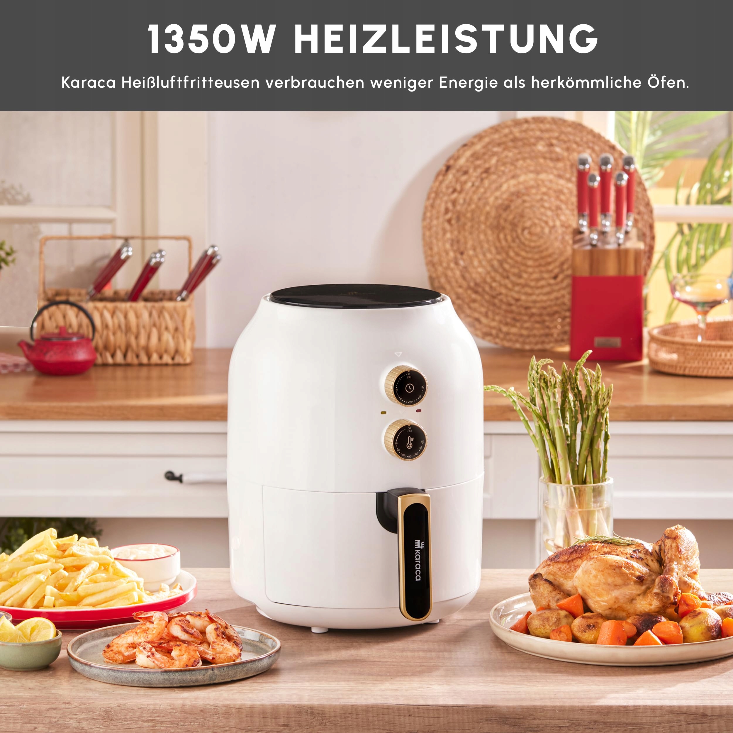 KARACA Frytkownica Beztłuszczowa 3.5L 1300W Energooszczędna Zdrowe Smażenie — miniatura 6
