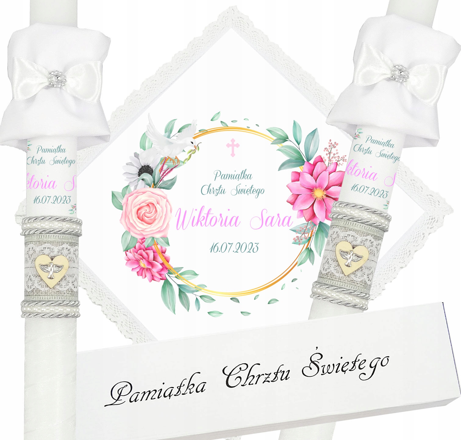 ŚWIECA NA CHRZEST SZATKA DO CHRZTU ECO PUDEŁKO