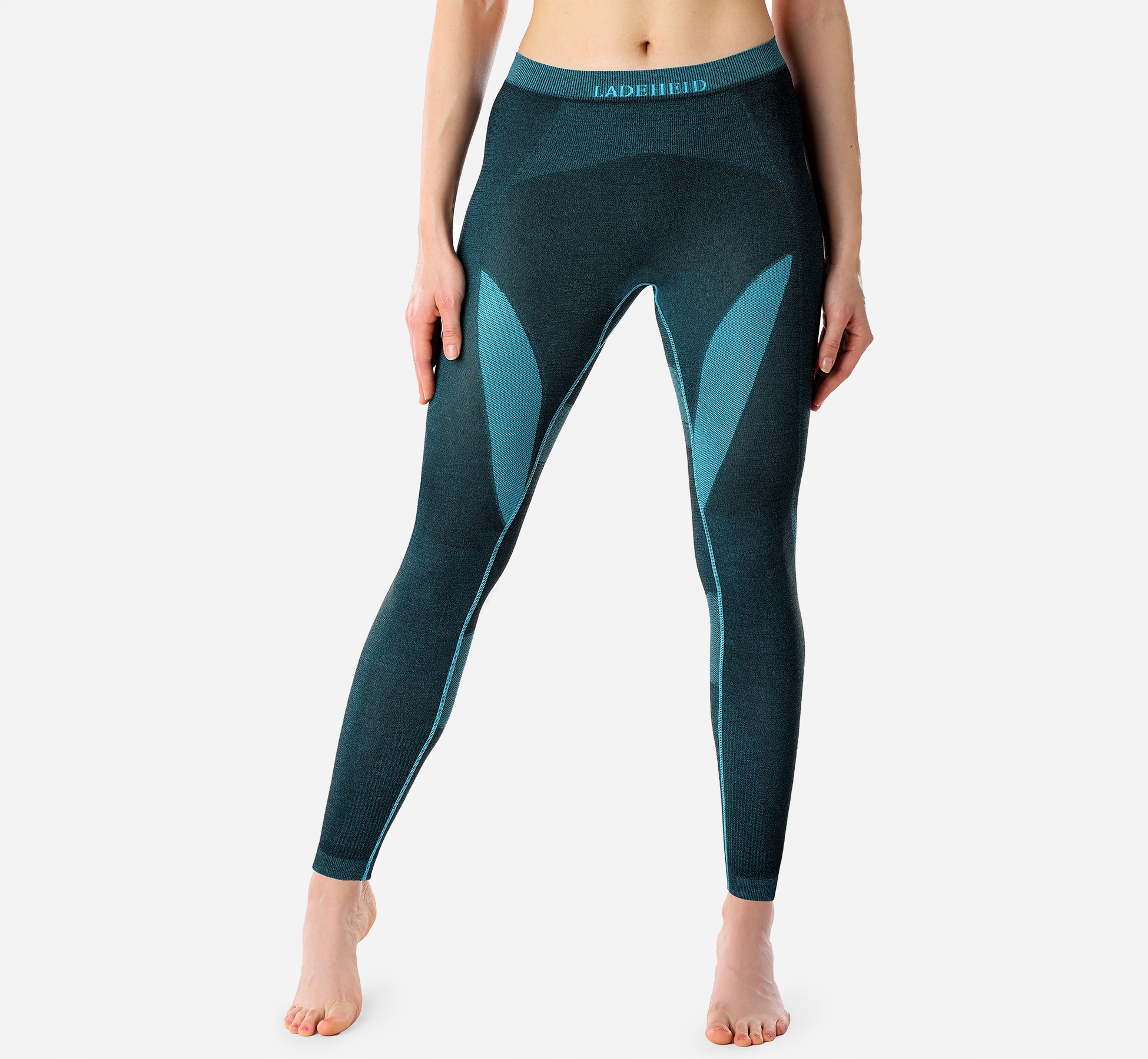 Spodnie Getry Termoaktywne Bielizna Termo damska czarny / turkus M Kolekcja Termo