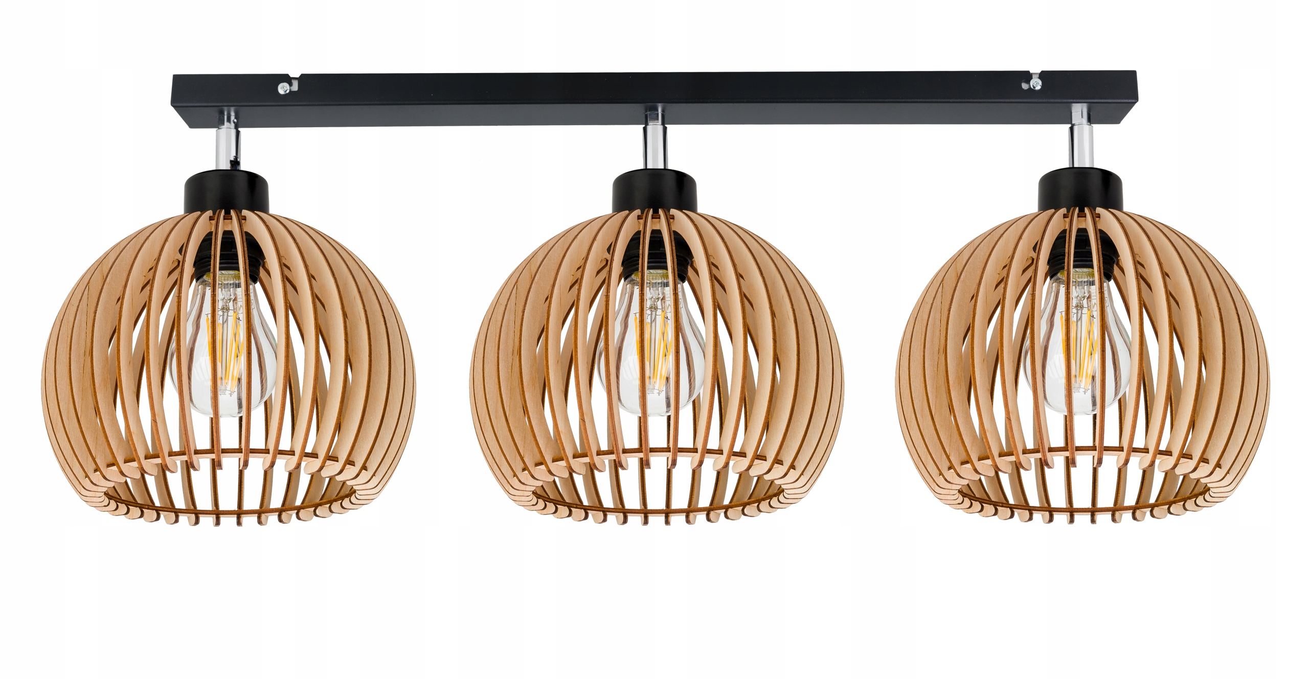 Lampa stropní svítidlo stropní pohyblivý lustr Loft stínidlo koule 36 Dřevo na 3x e27