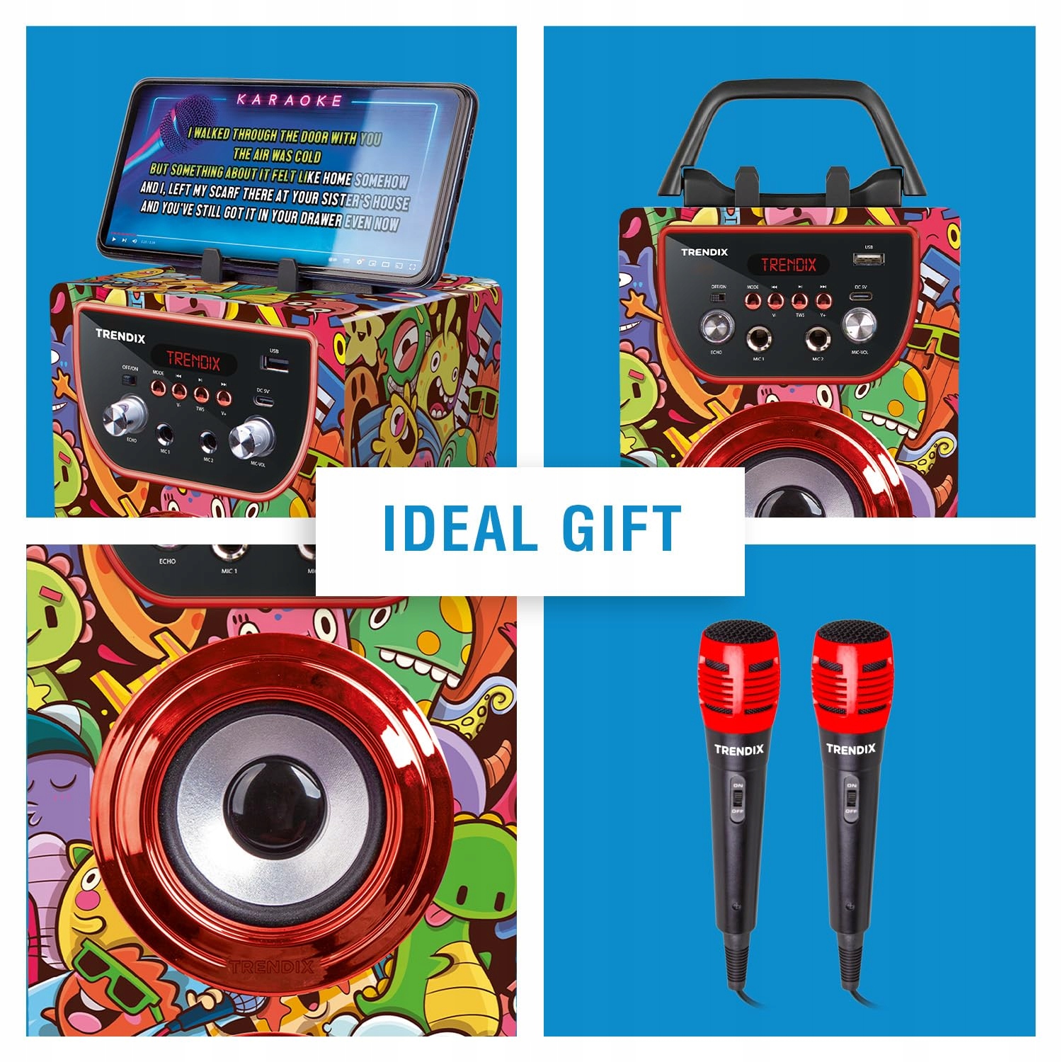 TRENDIX Karaoke Dla Dzieci Z Mikrofonami Bluetooth USB Radio FM SD — miniatura 2
