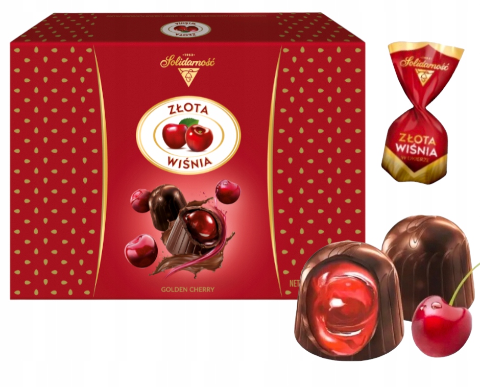 Solidarność Zlatá Višeň v likéru Pralinky Čokolády Bonboniéra 306 g