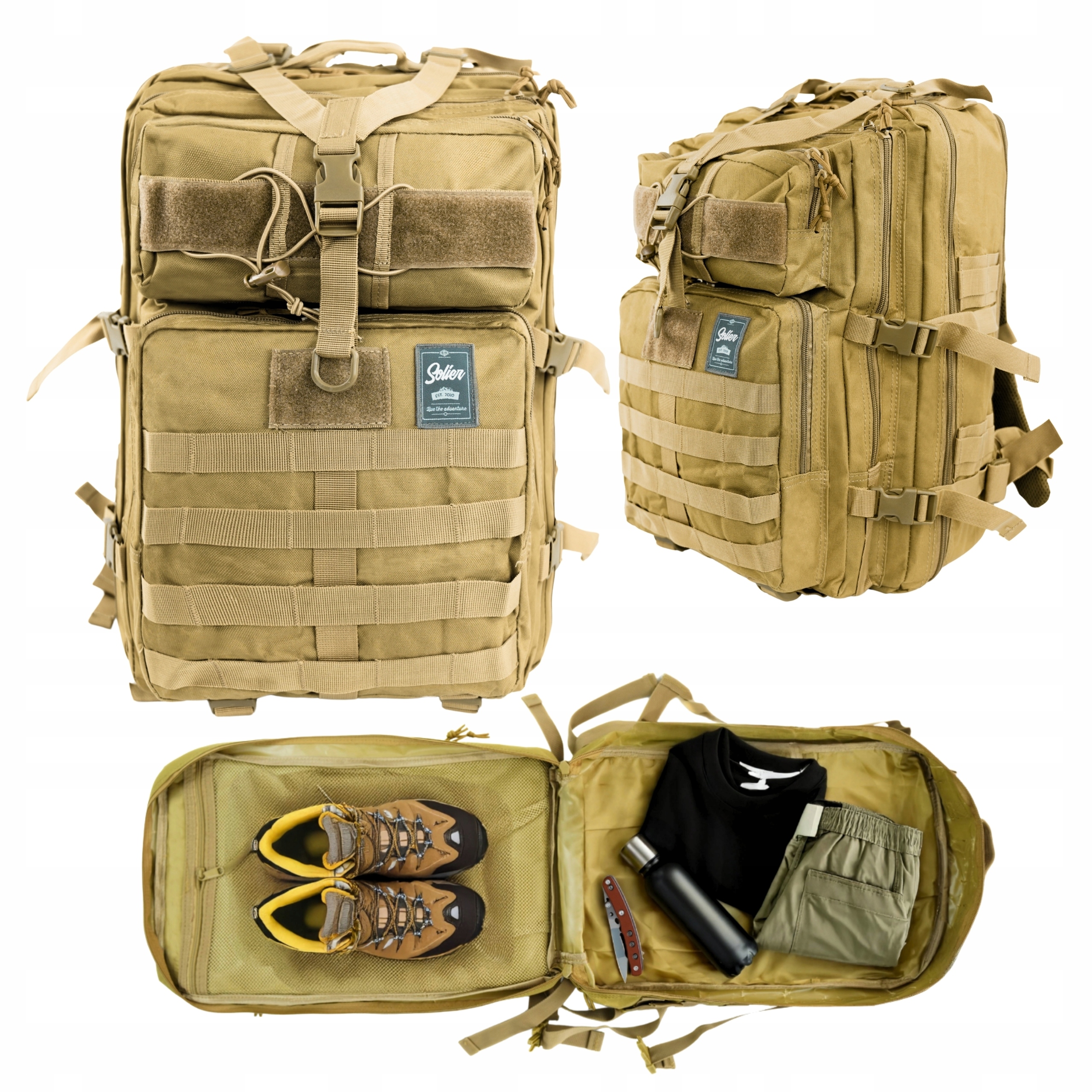 Batoh vojenský taktický pro přežití vojenský skautský Molle 50L Solier