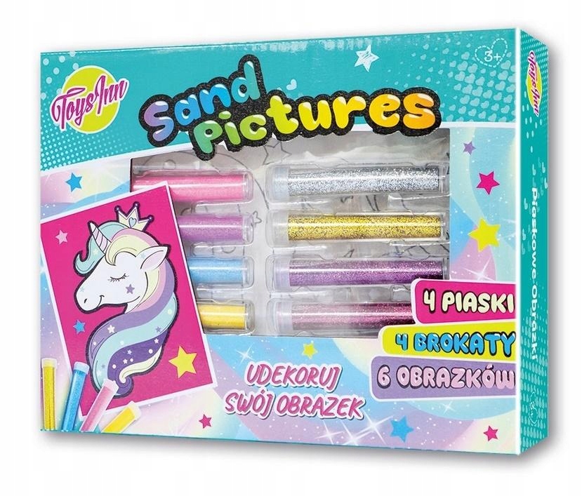 Piaskowe obrazki kolorowanki Jednorożec ZESTAW