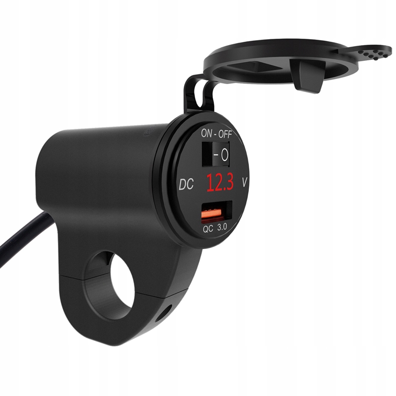 

Ładowarka Motocykl Usb QC3.0 Woltomierz Przycisk