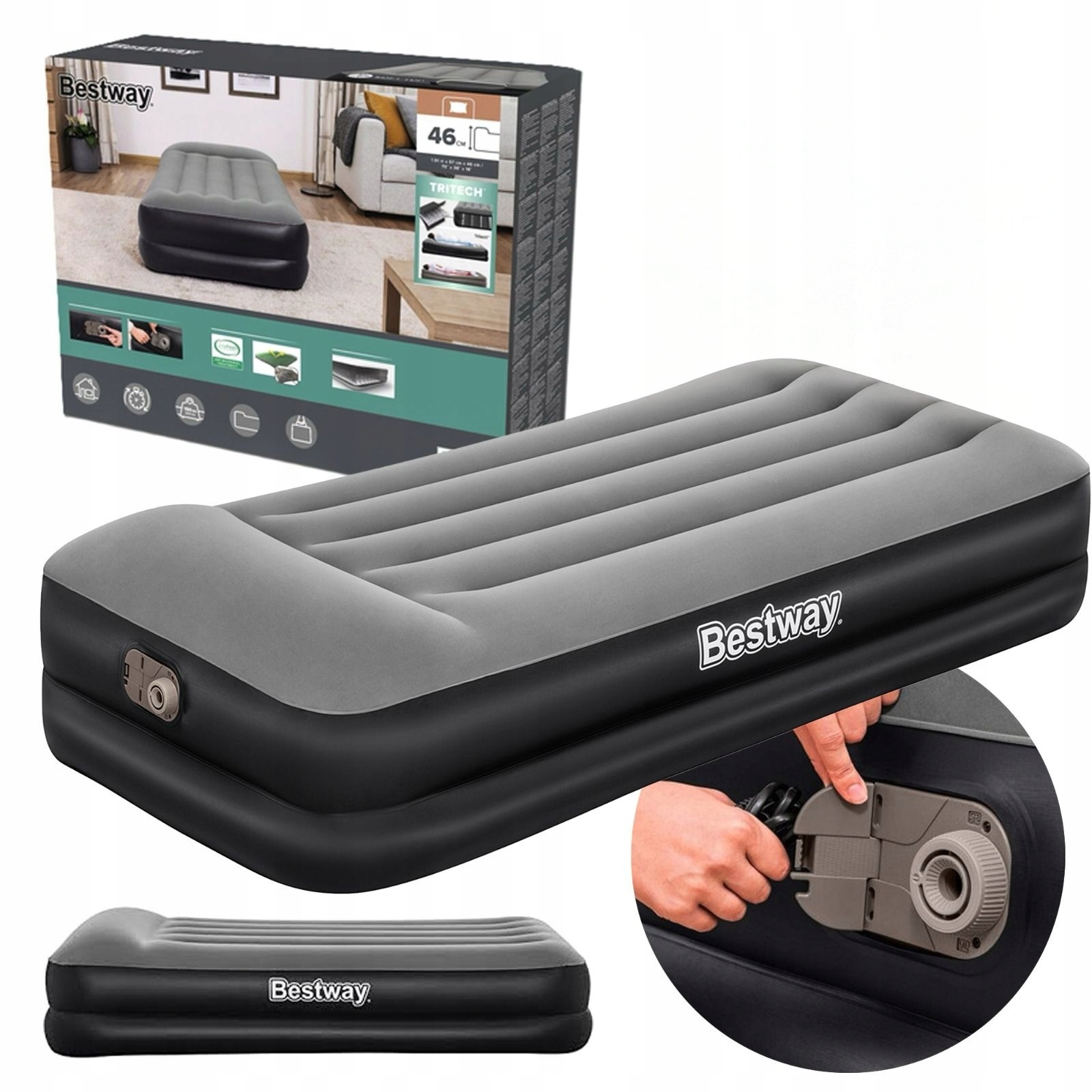 Sametová nafukovací Matrace s pumpou Bestway 67401