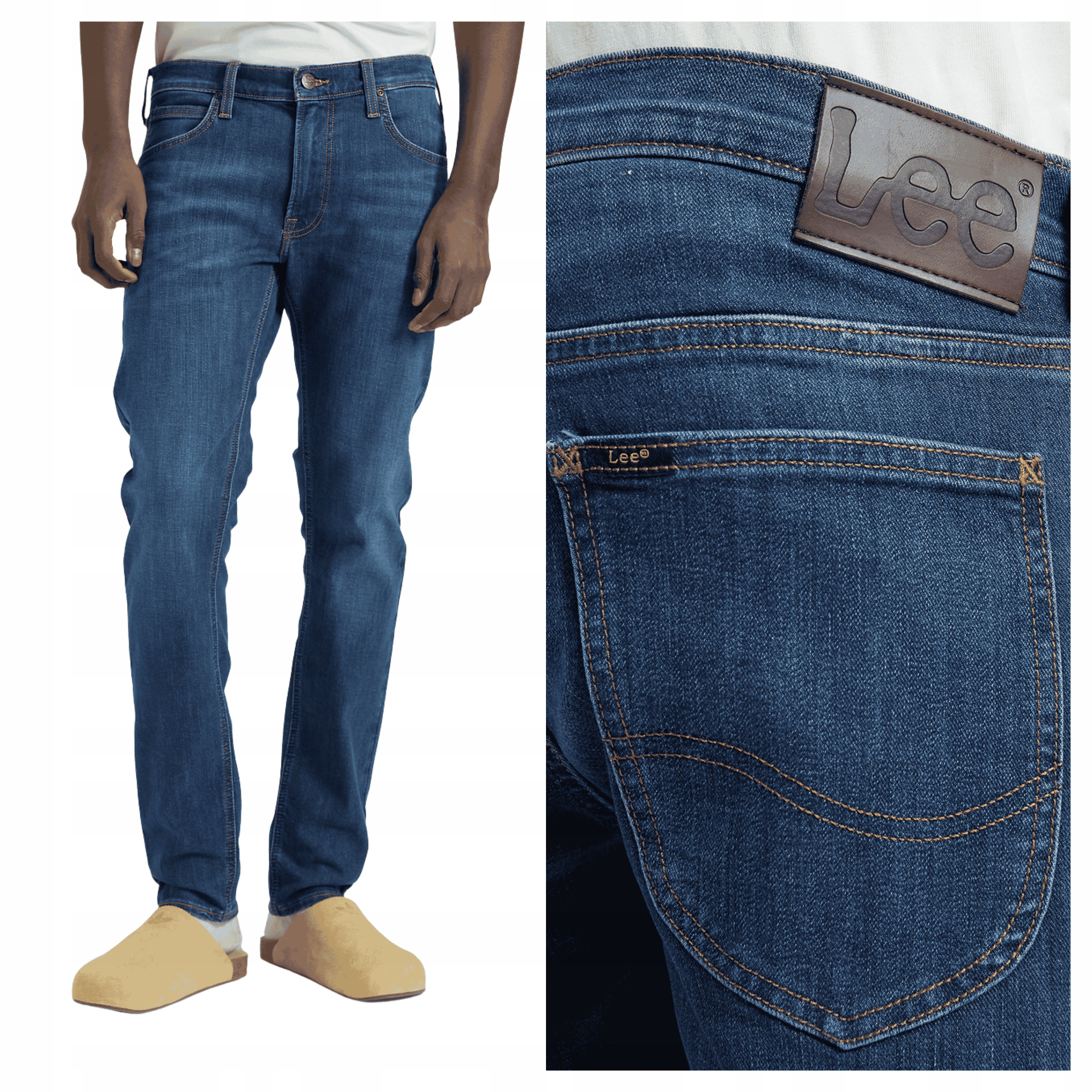 Pánské kalhoty Lee Luke Bavlněné Modré Přiléhavé W32 L30