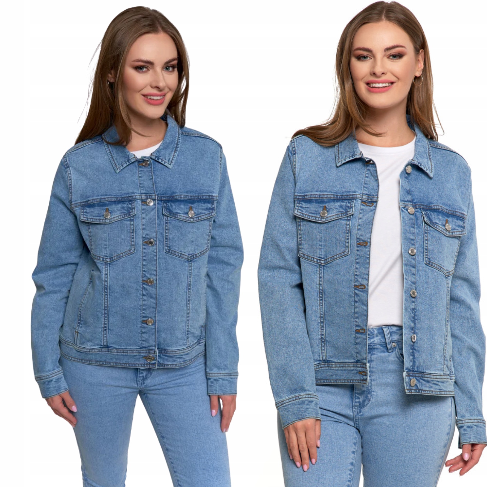 Dámská džínová bunda s knoflíky Klasická Katana Jaro Podzim Moraj L