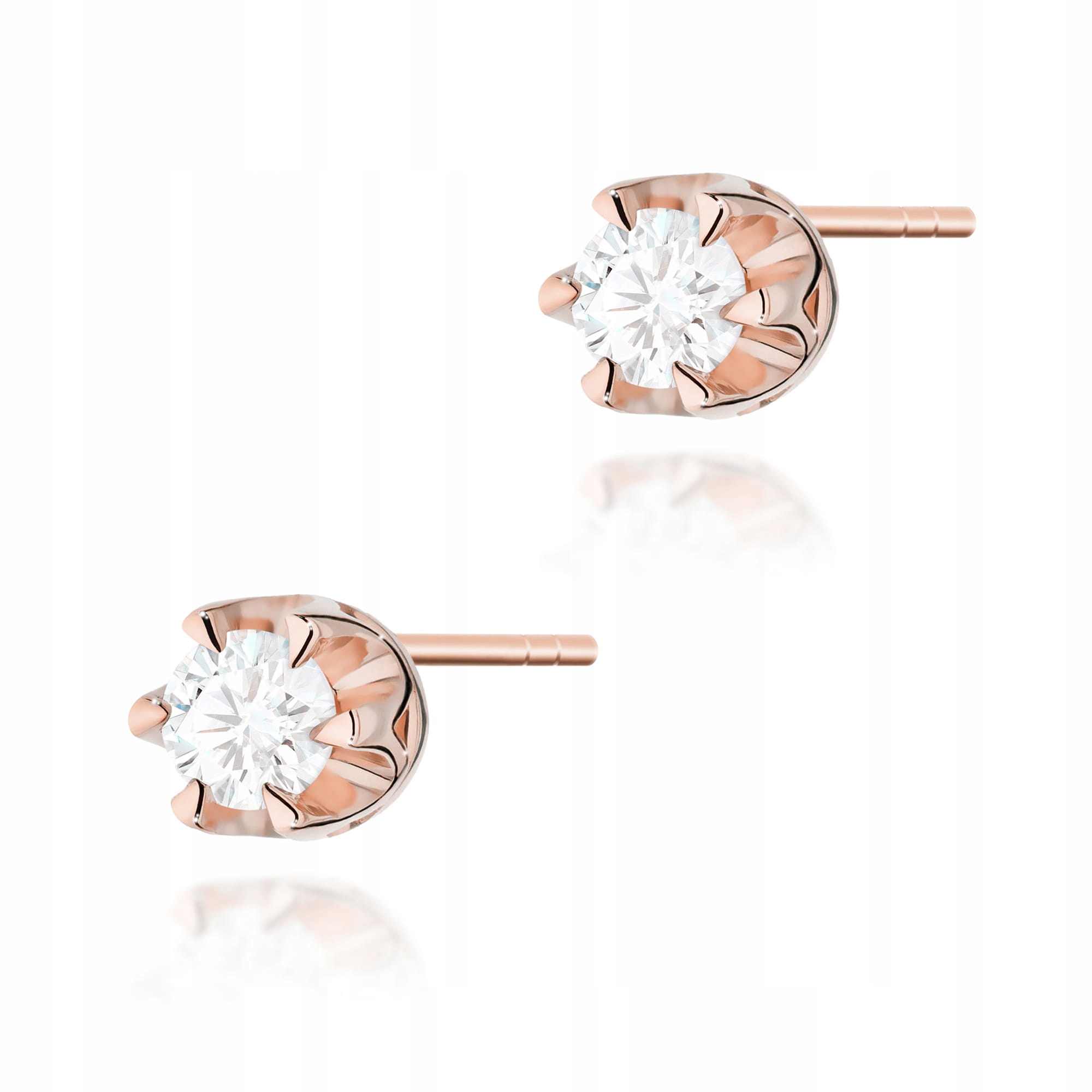 Náušnice pro ženu ze zlata 585 s moderními elegantními diamanty 14k