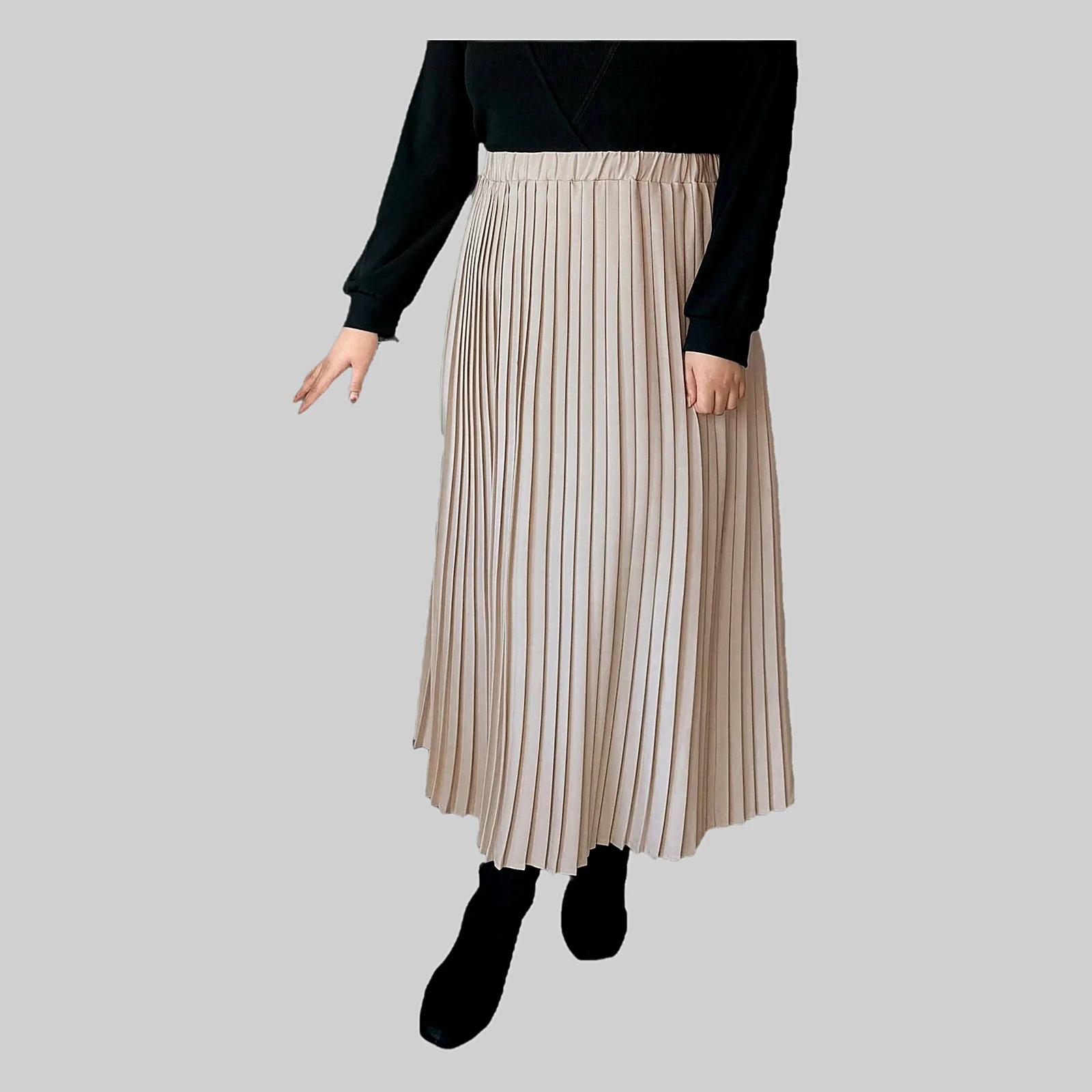 Sukně s elastickým pasem Maxi béžová casual 4XL 48