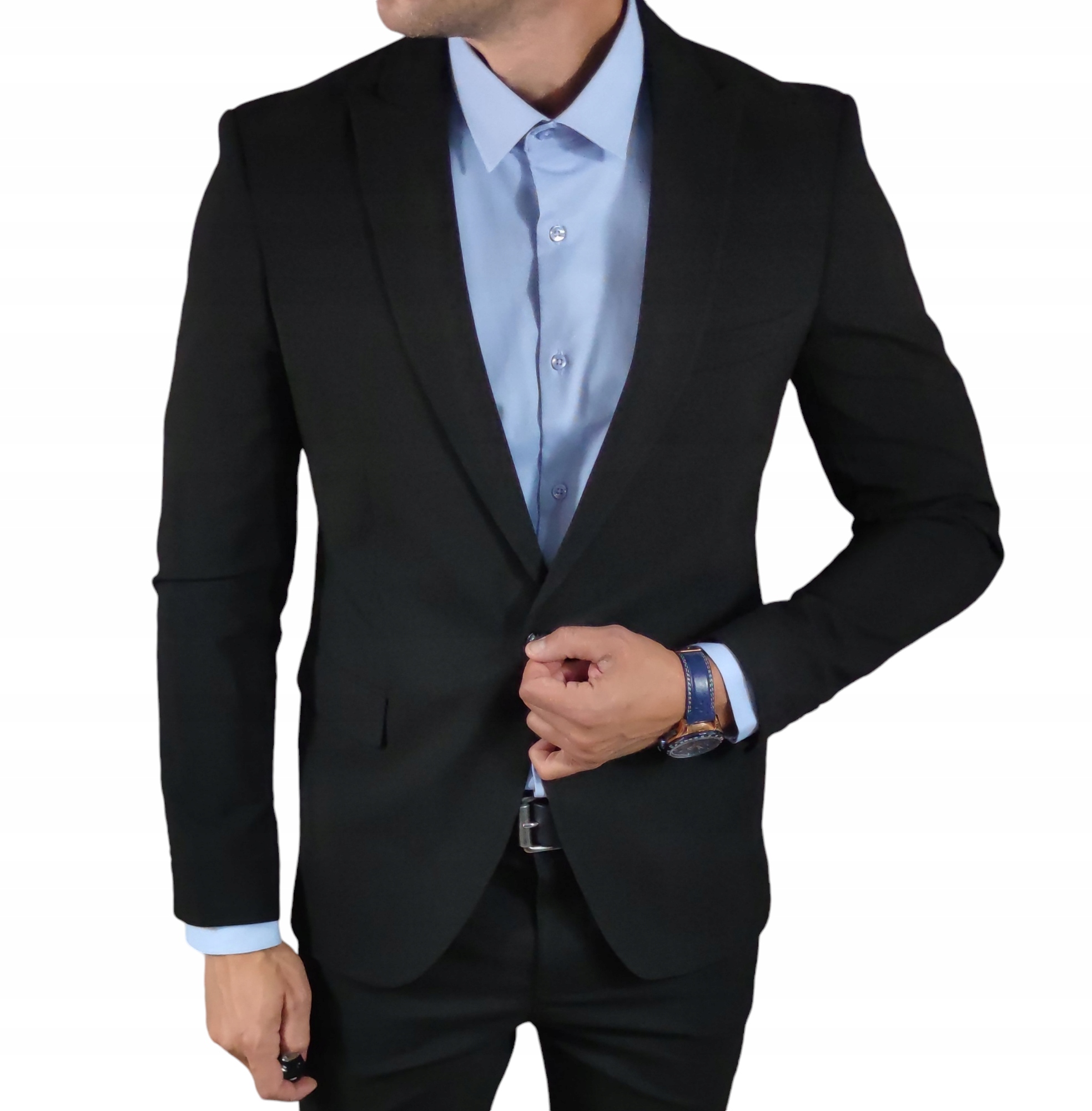 Sako vypasované hladké černé sako DJM06 52