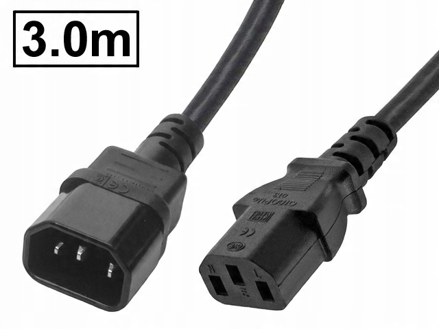 

Kabel przedłużacz zasilający 230V C14-C13 3m