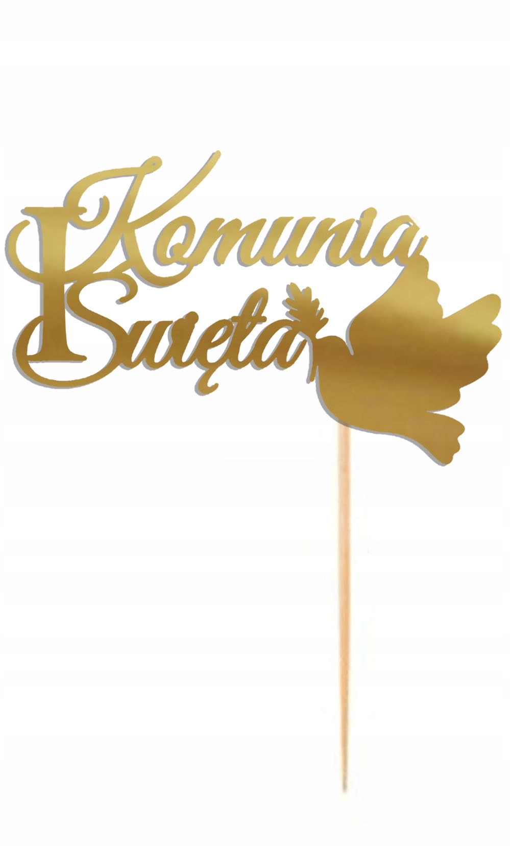 

Topper na tort I Komunia Święta złoty
