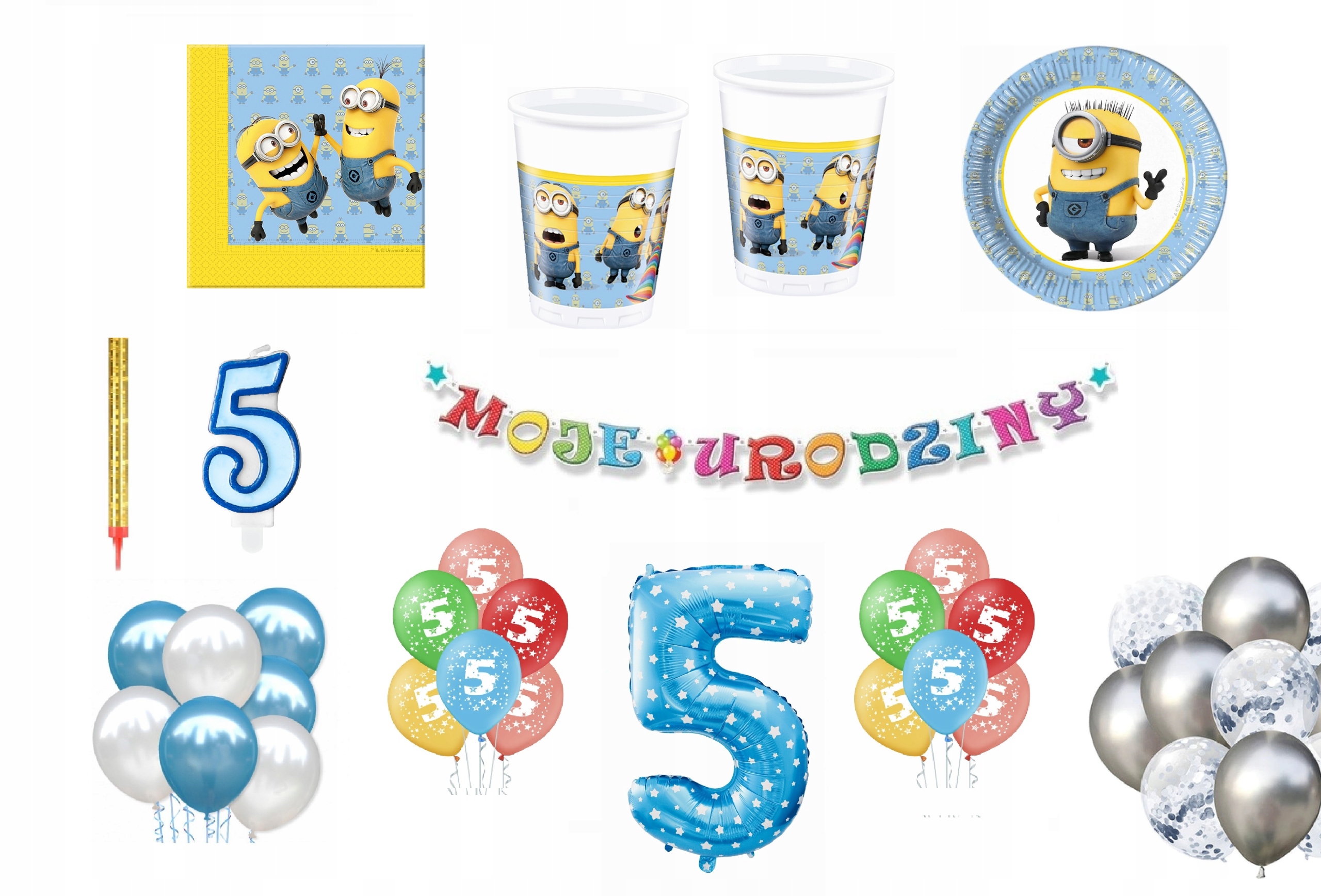 

Zestaw Minionki Minions 5 Urodziny Balony