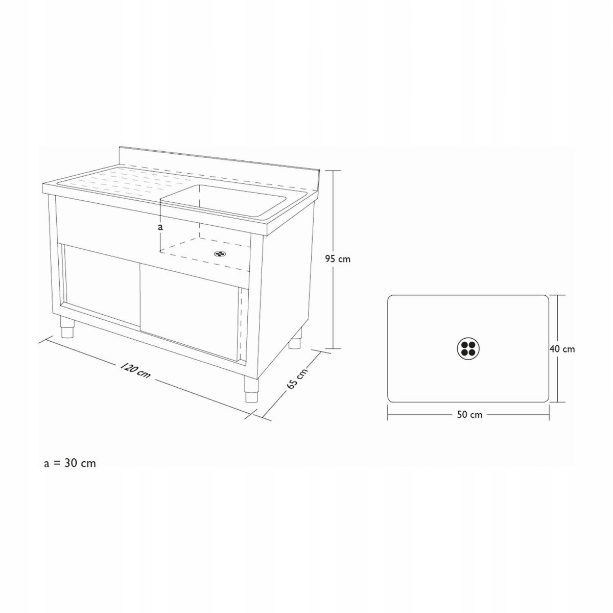 Szafka zlewozmywakowa - ROYAL CATERING 10010502 Głębokość 650 mm