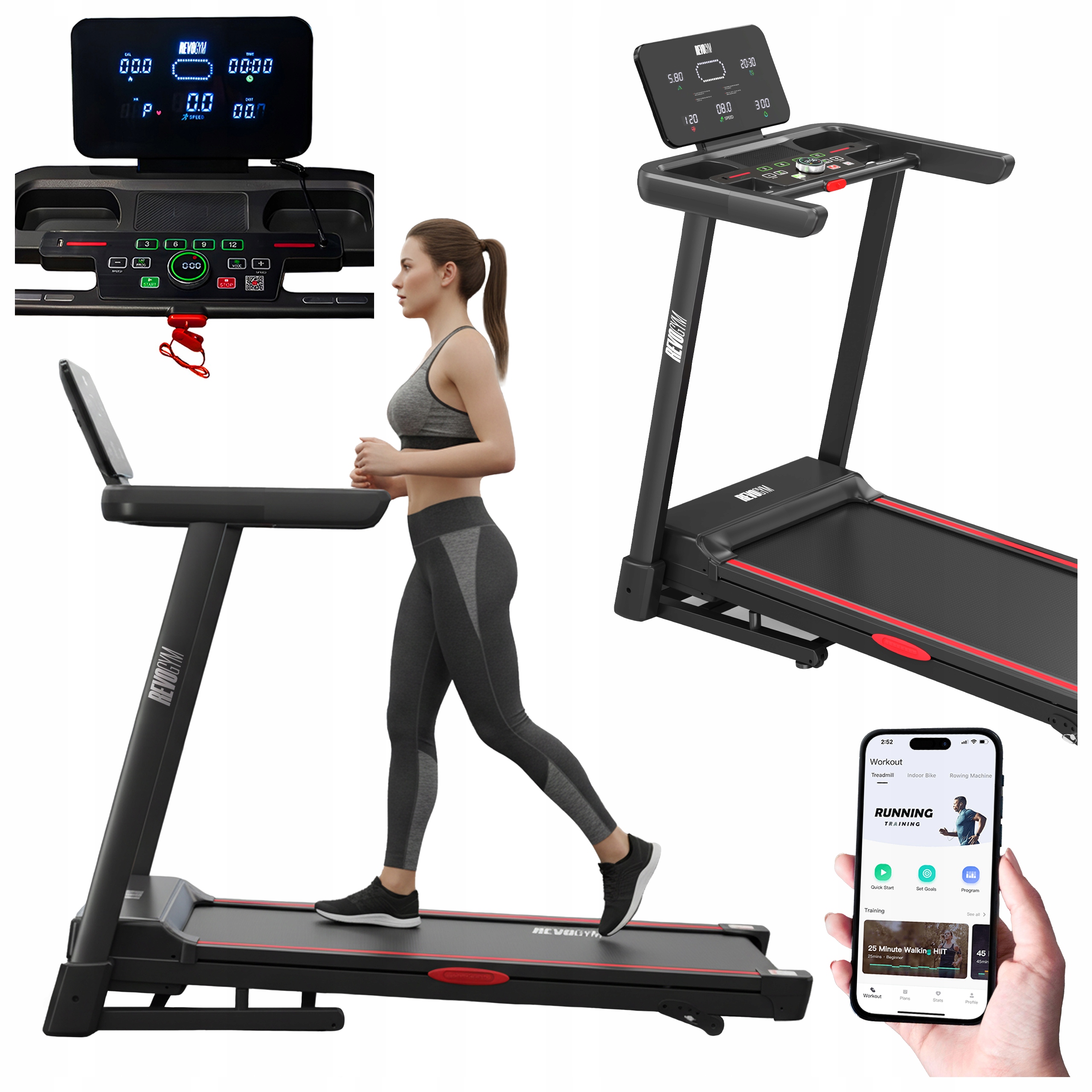 Bieżnia Elektryczna Treningowa Domowa Składana Run 16 Km/h 140 Kg Bluetooth