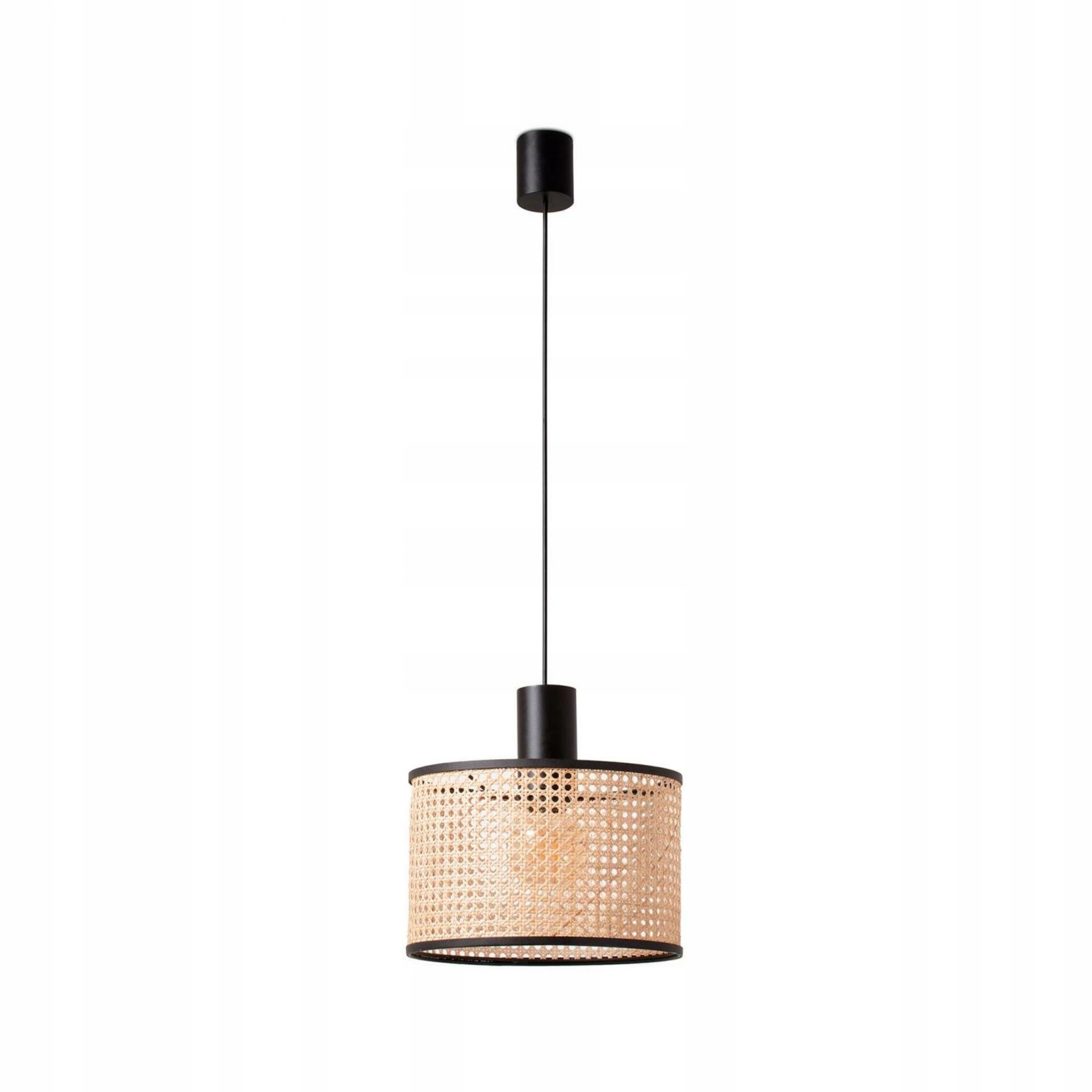 Faro Mambo 320 závesné svietidlo čierna/ratan, priemer 32 cm, E27